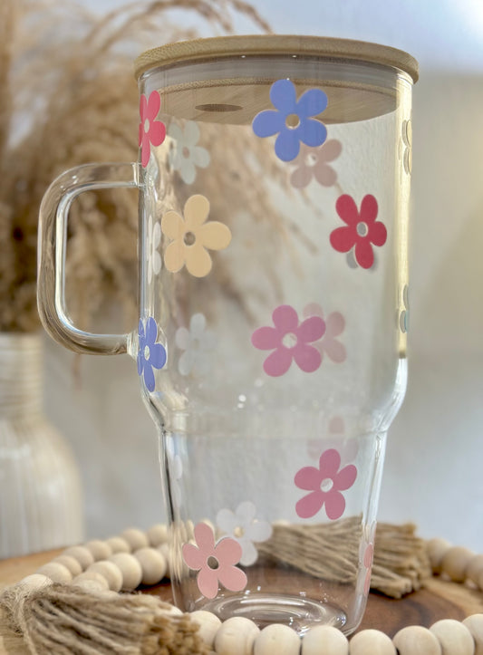 Colorful Flower Glass Cup