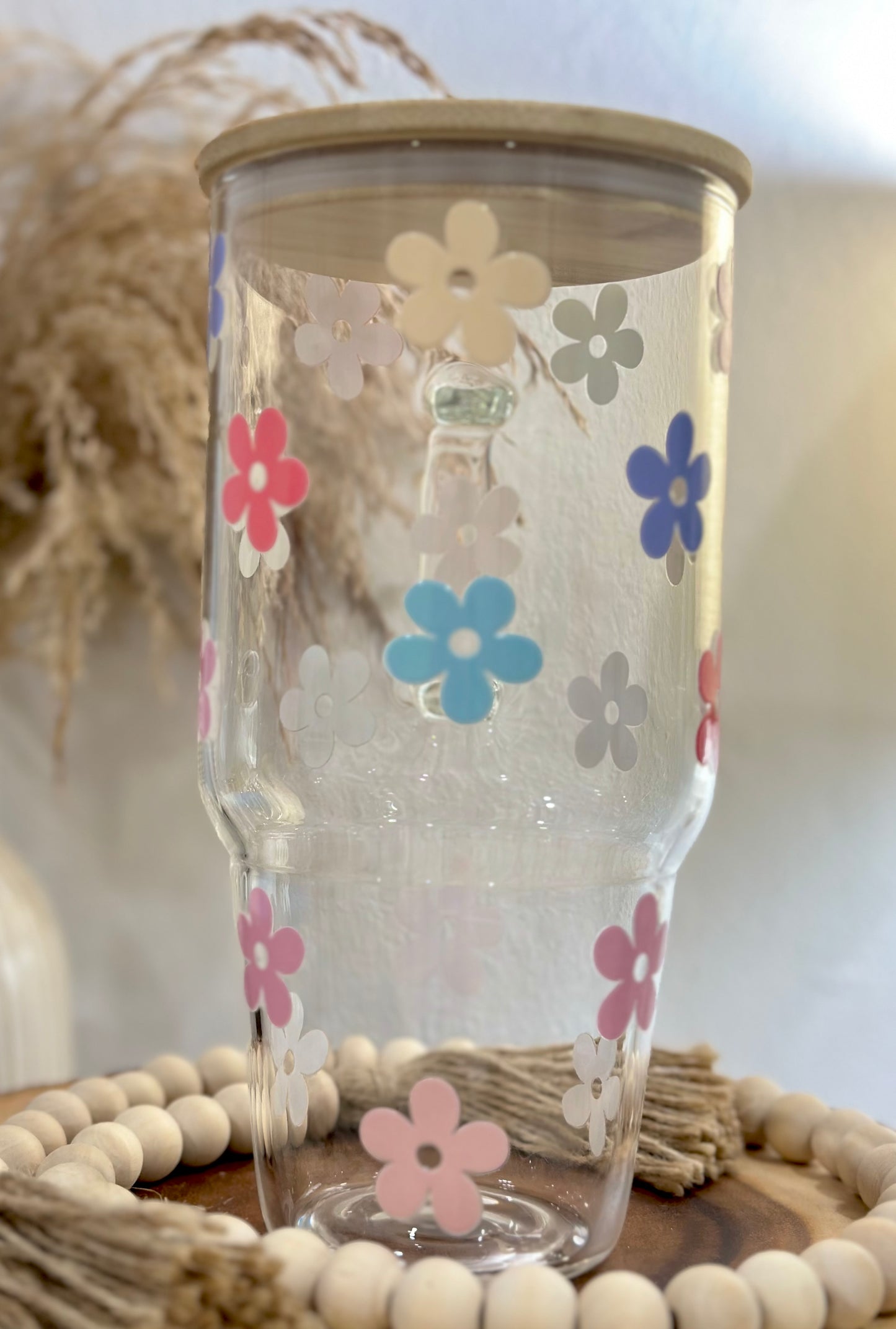 Colorful Flower Glass Cup