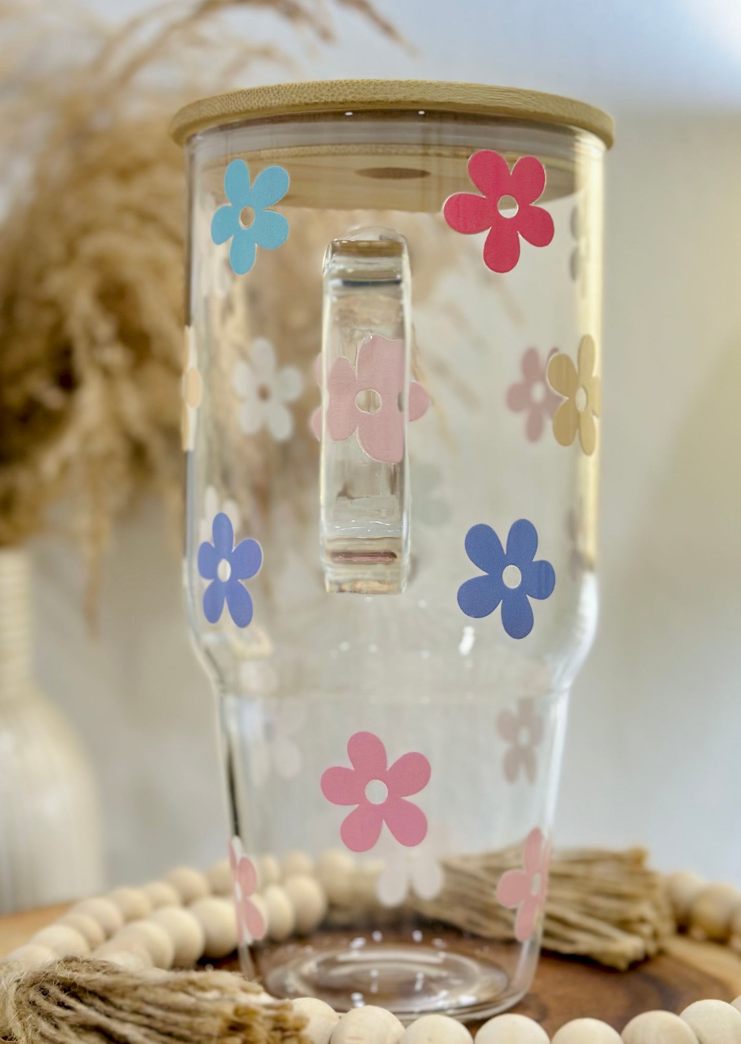 Colorful Flower Glass Cup