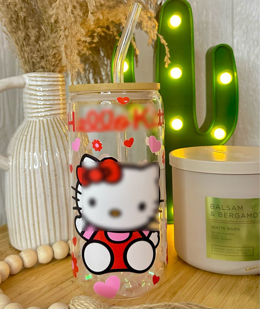 White Cat Glass Cup